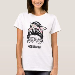 ヨークシャーテリアマムメッシーバンヘアグラスヨークシャーテリ Tシャツ