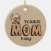 ヨークシャーテリアマムヨークシャーテリアオーバー名前をカスタムする セラミックオーナメント (裏面)