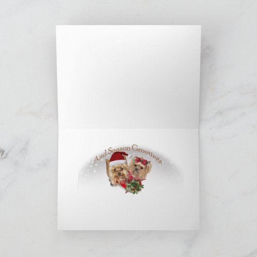 ヨークシャーテリアメリークリスマスとミスタントカード シーズンカード (内部)