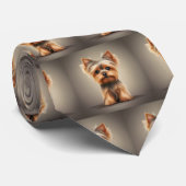 ヨークシャーテリアヨークシャーテリアが可愛い子犬を育てる ネクタイ (ロール)