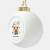 ヨークシャーテリアヨークシャーテリアスノーフレークパーソナライズされた セラミックボールオーナメント (右)