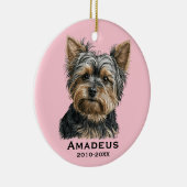 ヨークシャーテリアヨークシャーテリアドッグピンクキープサキープメモリ セラミックオーナメント (右)