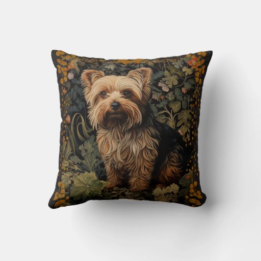 ヨークシャーテリアヨークシャーテリアドッグヴィンテージフローラ クッション (裏面)