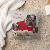 ヨークシャーテリアヨークシャーテリアドッグ – クリスマスサンタハット クッション (ブランケット)