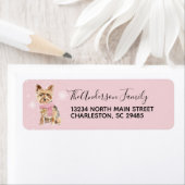 ヨークシャーテリアヨークシャーテリアホリデークリスマスアドレス ラベル (インサイチュ)