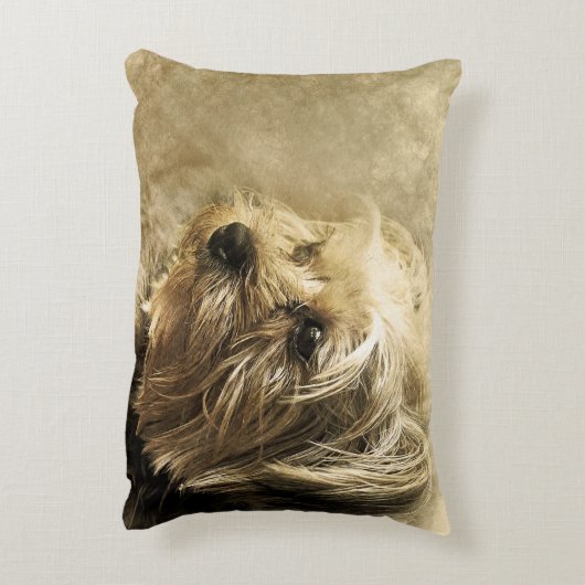 ヨークシャーテリアヨークシャーテリアー犬子犬のペット枕 アクセントクッション (裏面(縦))