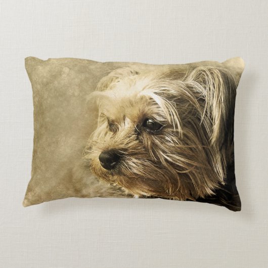 ヨークシャーテリアヨークシャーテリアー犬子犬のペット枕 アクセントクッション (裏面)