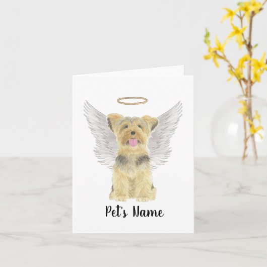 ヨークシャーテリアヨークシャーテリア悔やみや弔慰メモリアル カード (黄色い花)