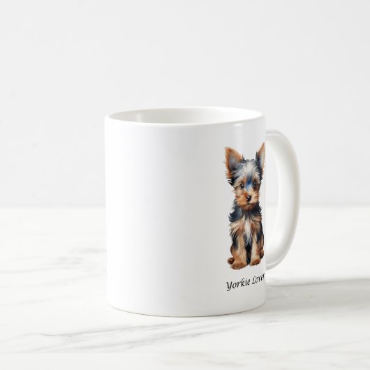 ヨークシャーテリアラバーマグカップ – かわいいヨークシャーテリアマグカップ コーヒーマグカップ (正面右)