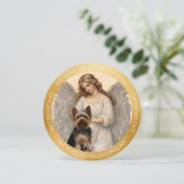 ヨークシャーテリアラブ決して死なないラウンド金ゴールド サンキューカード (スタンド正面)