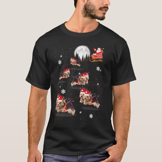 ヨークシャーテリアレイリアトインデアサンタクリスマスfor Dog Tシャツ (正面)