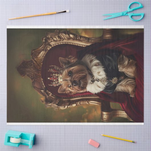 ヨークシャーテリアレッドキングスチェアライトバックグランドデコップページ 薄葉紙 (クラフト)