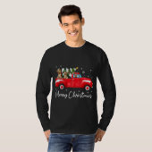 ヨークシャーテリアレッドトラッククリスマスサンタハットドッグクリスマス Tシャツ (正面フル)