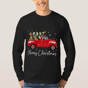 ヨークシャーテリアレッドトラッククリスマスサンタハットドッグクリスマス Tシャツ