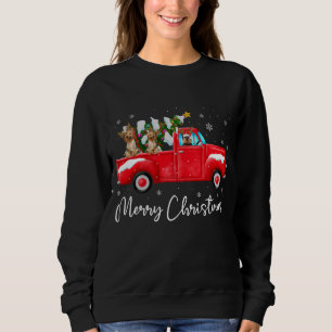 ヨークシャーテリアレッドトラッククリスマスシャツサンタハットドッグXma スウェットシャツ