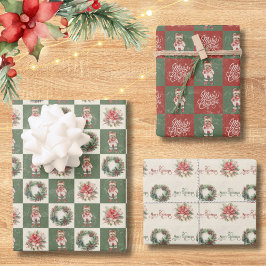 ヨークシャーテリアヴィンテージクリスマス ラッピングペーパーシート