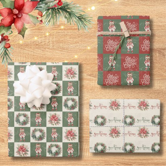 ヨークシャーテリアヴィンテージクリスマス ラッピングペーパーシート
