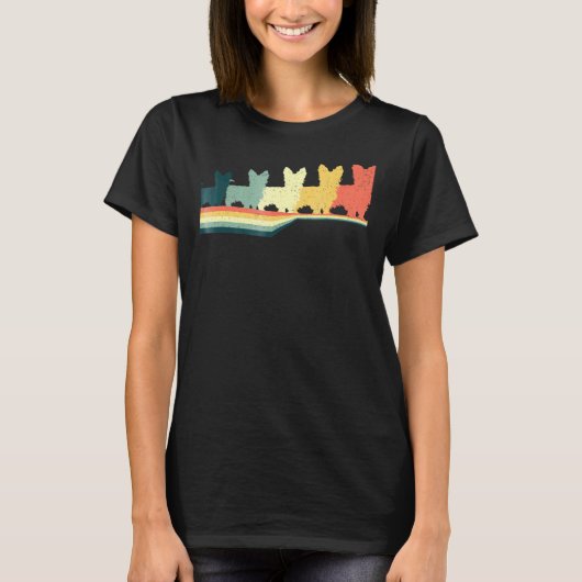 ヨークシャーテリアヴィンテージレトロスタイル Tシャツ (正面)