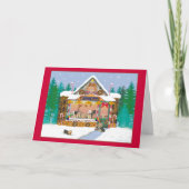 ヨークシャーテリアークリスマストリートショップホリデー シーズンカード (正面)