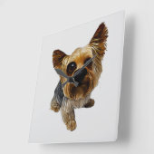 ヨークシャーテリアードッカリカチュア壁時計 スクエア壁時計 (傾斜)