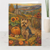 ヨークシャーテリアードッグ秋の収穫感謝祭 カード (正面)