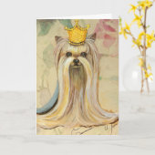 ヨークシャーテリアープリンセスnバラ カード (黄色い花)