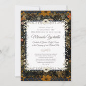 ヨークシャーテリアーヴィンテージフローラタペストリー 招待状 (正面)