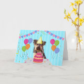 ヨークシャーテリアー誕生日ホリデーカード カード (黄色い花)