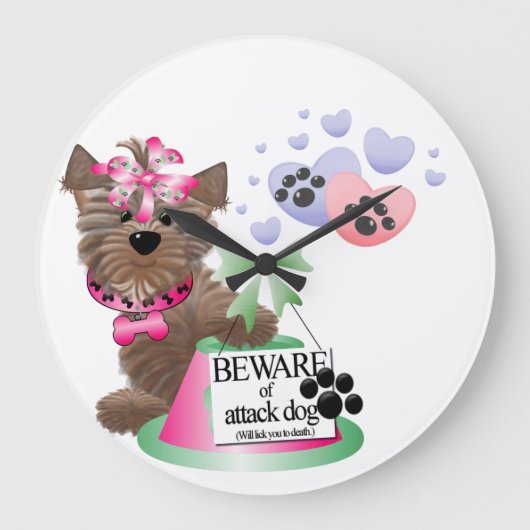 ヨークシャーテリア丸（大）時計 ラージ壁時計 (正面)