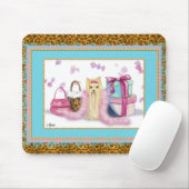 ヨークシャーテリア付きヒョウアニマルプリントマウスパッド マウスパッド (マウス)