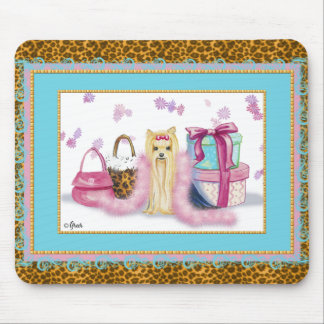 ヨークシャーテリア付きヒョウアニマルプリントマウスパッド マウスパッド