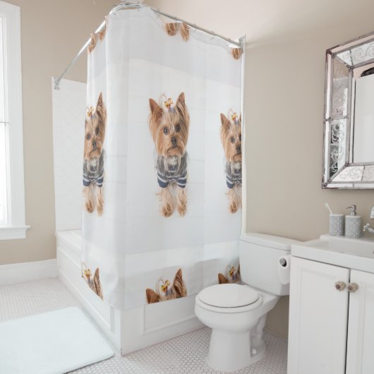 ヨークシャーテリア入りセーター シャワーカーテン (インサイチュ)