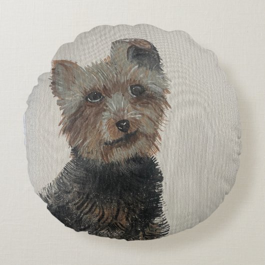 ヨークシャーテリア円枕 ラウンドクッション (正面)