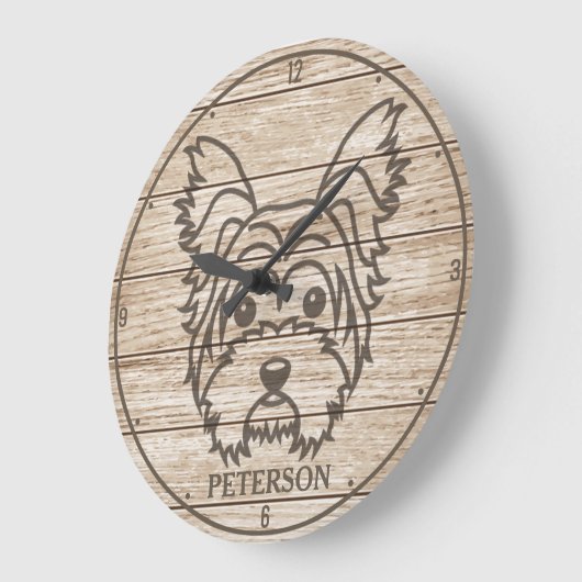 ヨークシャーテリア名前をカスタムするヨークシャーテリアペットパピードッグ ラージ壁時計 (傾斜)