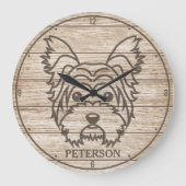 ヨークシャーテリア名前をカスタムするヨークシャーテリアペットパピードッグ ラージ壁時計 (正面)