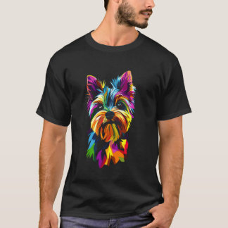 ヨークシャーテリア好きのためのカラフルな抽象芸術 Tシャツ