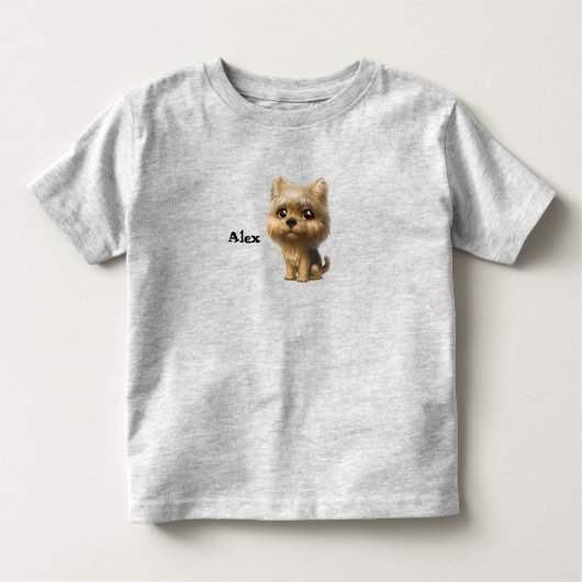 ヨークシャーテリア子犬名前をカスタムする トドラーTシャツ (正面)