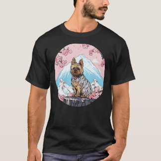 ヨークシャーテリア山富士おもしろい犬ランドマーク Tシャツ