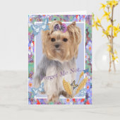 ヨークシャーテリア忘れマイメモリアルカード カード (黄色い花)