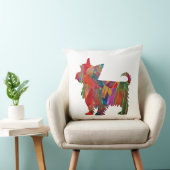 ヨークシャーテリア数々の色のド絵を描グシルエット クッション (椅子)