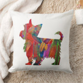 ヨークシャーテリア数々の色のド絵を描グシルエット クッション (ブランケット)