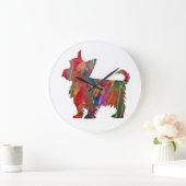 ヨークシャーテリア数々の色のド絵を描グシルエット ラージ壁時計 (ホーム)