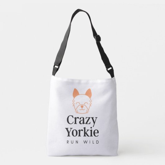 ヨークシャーテリア熱狂するプレミアムキャンバスバッグ クロスボディバッグ (裏面)
