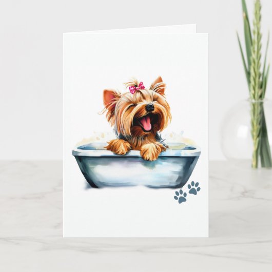 ヨークシャーテリア犬の折り返し挨拶 カード (正面)
