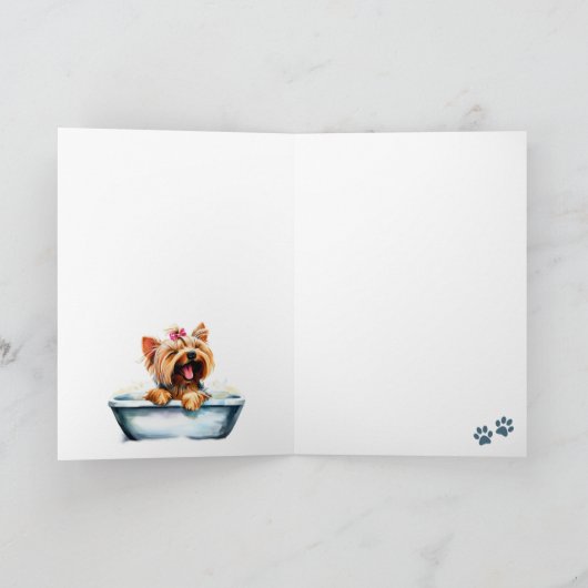 ヨークシャーテリア犬の折り返し挨拶 カード (内部)