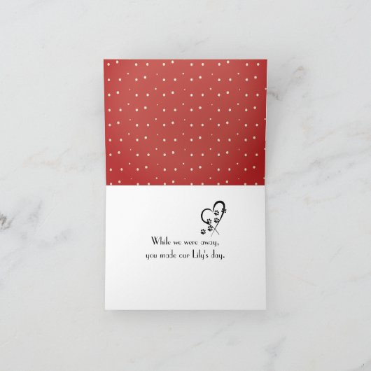 ヨークシャーテリア犬ペットの座りありがとう サンキューカード (内部)