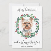ヨークシャーテリア犬メリーエレガントクリスマス シーズンカード (正面)
