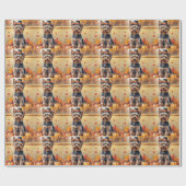 ヨークシャーテリア紅葉感謝祭アート ラッピングペーパー (フラット)