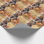 ヨークシャーテリア紅葉感謝祭アート ラッピングペーパー (角)