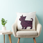 ヨークシャーテリア紫色の水彩シルエット クッション (椅子)